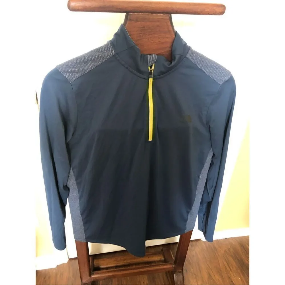 The North Face Mens Navy 1/4 Zip Pullover Athletic Shirt Sz Large L Long Sleeve